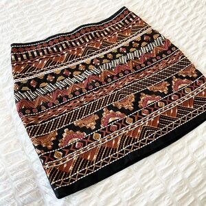 beaded and embroidered mini-skirt